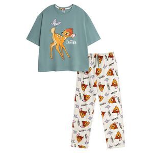 Bambi Womens/Ladies Logo Short-Sleeved Long Pyjama Set / Multicolored
